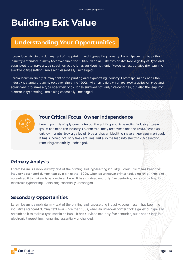 Building Exit Value page from sample ERS report
